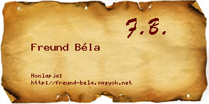 Freund Béla névjegykártya
